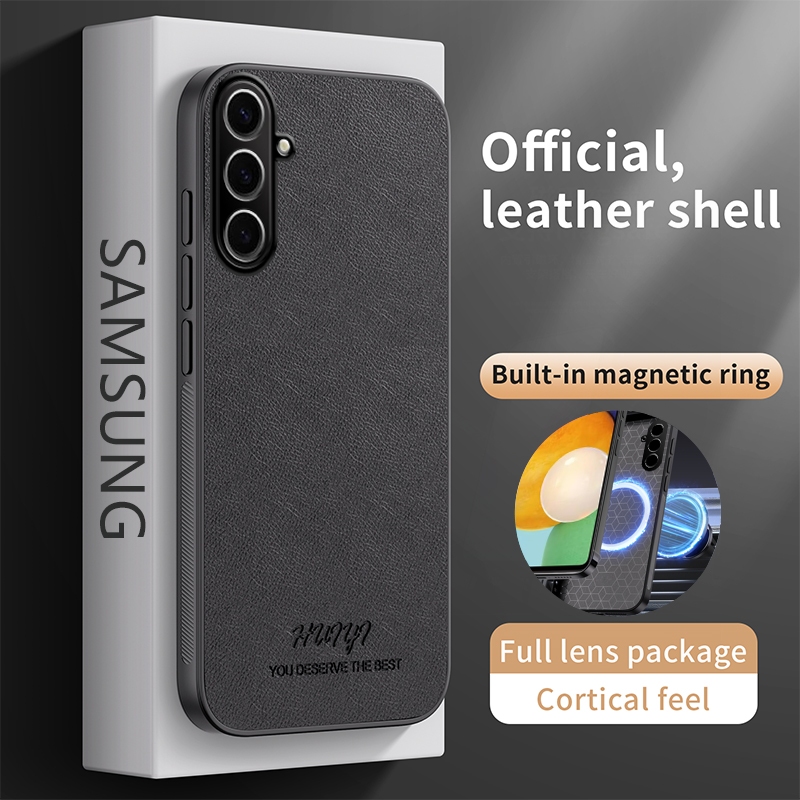 Capa De Couro Para Samsung Galaxy A57 A56 A55 A54 A53 A37 A36 A35 A34 A26 A16 5G 4G Ímã Embutido Anti Impressão Digital 
