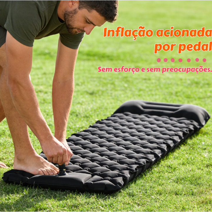 Envio rápido - Colchão Inflável Camping 190cm Com Travesseiro Almofada De Viagem,Bomba Embutida