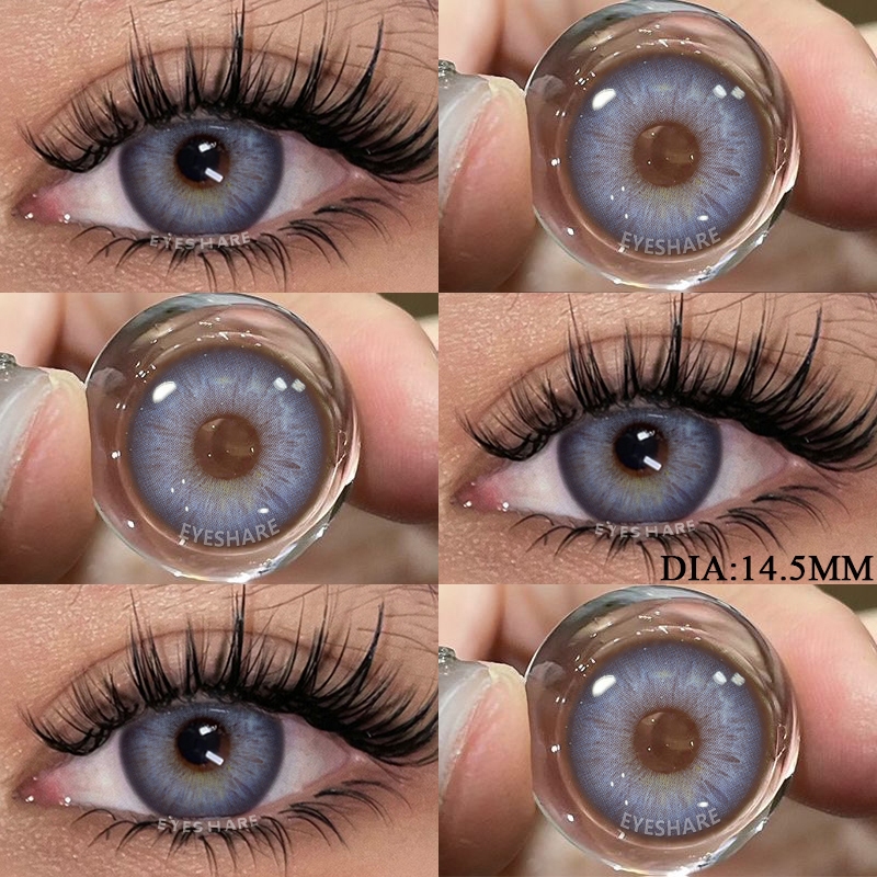 EYESHARE 1 Par De Lentes De Contato De Cor Azul 14.5 Mm Uso Anual De Grande Diâmetro Suavidade natural Envio Rápido Do B
