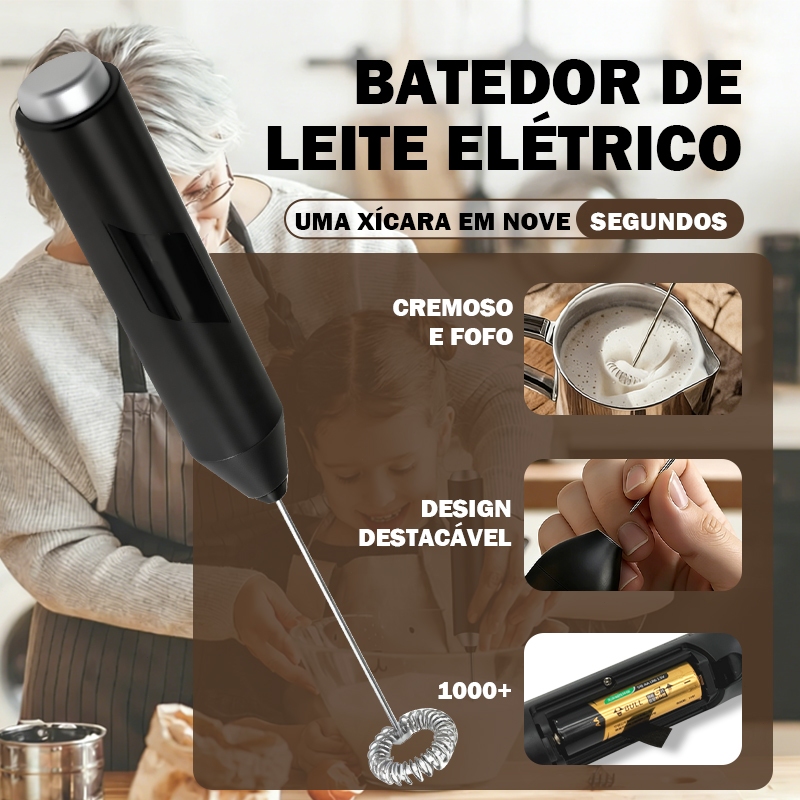 Batedor Misturador Mixer Elétrico para Bebidas Leite Café Clara de Ovo 2 em 1
