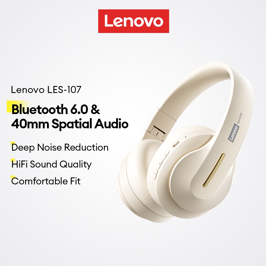Fones De Ouvido Bluetooth Lenovo LES-107 E Fone Sem Fio Com Áudio Espacial 6.0 40 Mm Redução Profunda De Ruído