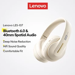 Fones De Ouvido Bluetooth Lenovo LES-107 E Fone Sem Fio Com Áudio Espacial 6.0 40 Mm Redução Profunda De Ruído