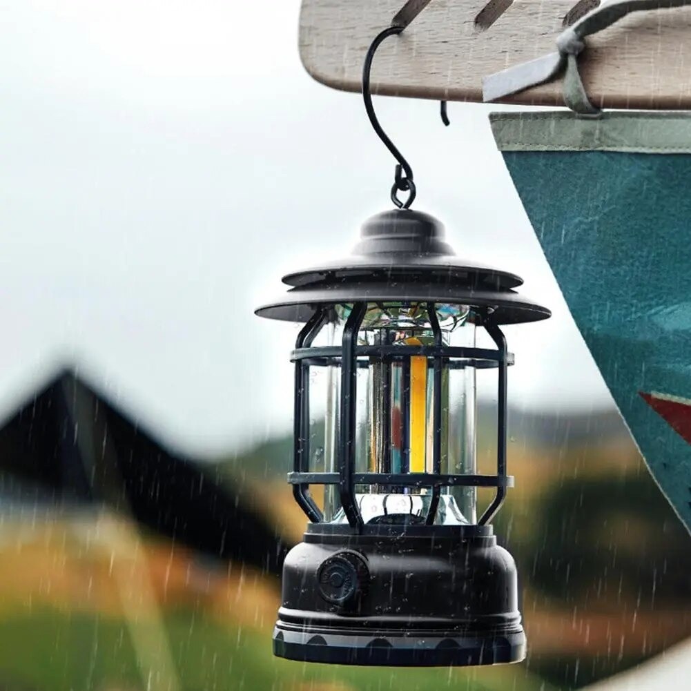 Lâmpada De Emergência LED Recarregável Portátil , Lanterna De Iluminação Ajustável Retrô Para Camping/Uso Ambiente