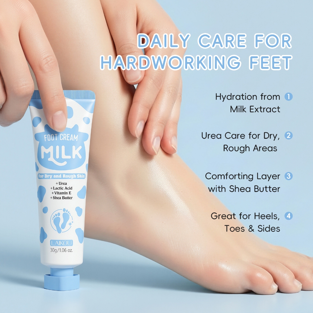 LAIKOU Milk Foot Cream 30g-Hidratante Intenso Para Calcanhares Secos E Ásperos Rachados | Fórmula Não Gordurosa De Absor · foto 2