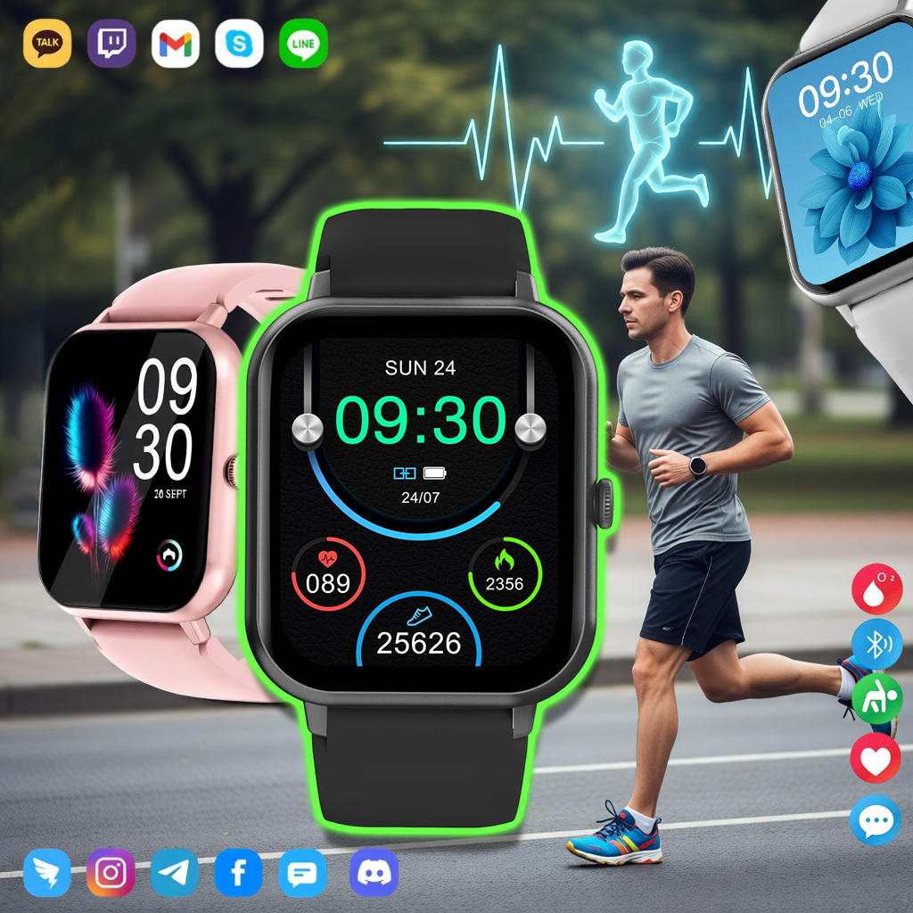 Relógio Inteligente Smartwatch PEJE ZW01 Tela Cheia IP68 À Prova D'água para iOS e Android com Frequência Cardíaca