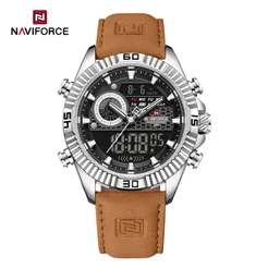 NAVIFORCE 9262L Movimento De Exibição Dupla Multifuncional Com Pulseira De Couro Genuíno Relógio Masculino
