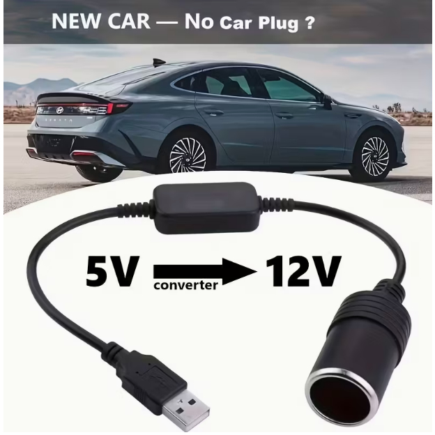 Adaptador De Acendedor De Cigarro USB Para Carro, Cabo Adaptador De Alimentação De 12 V