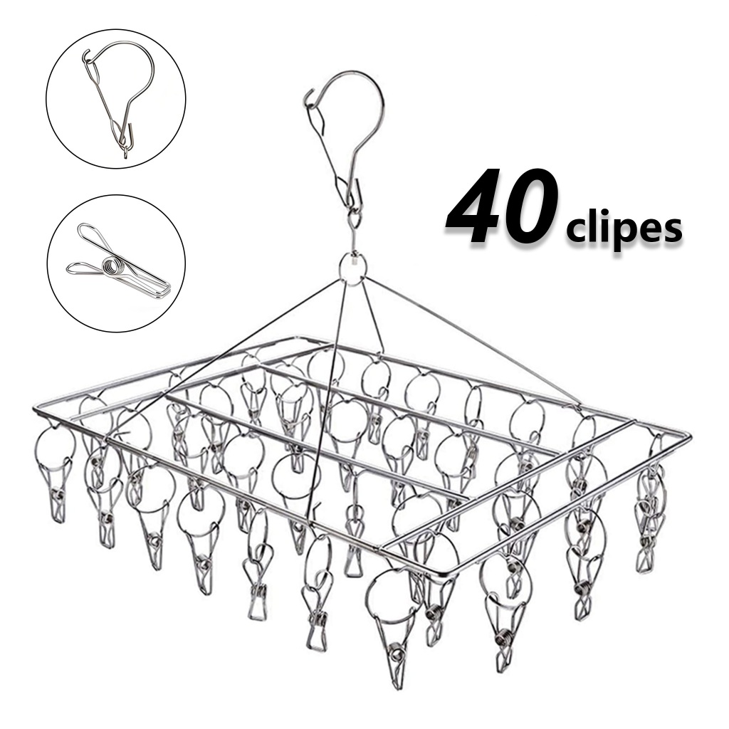 Varal De 40 Clips Inox Prendedores Pratico E Cabide Para Roupas Intimas Para Pequenas em Oferta na Shopee