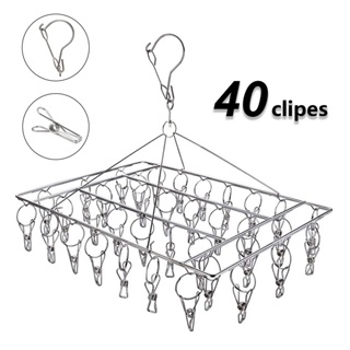 Varal De 40 Clips Inox Prendedores Pratico E Cabide Para Roupas Intimas Para Pequenas em Oferta na Shopee