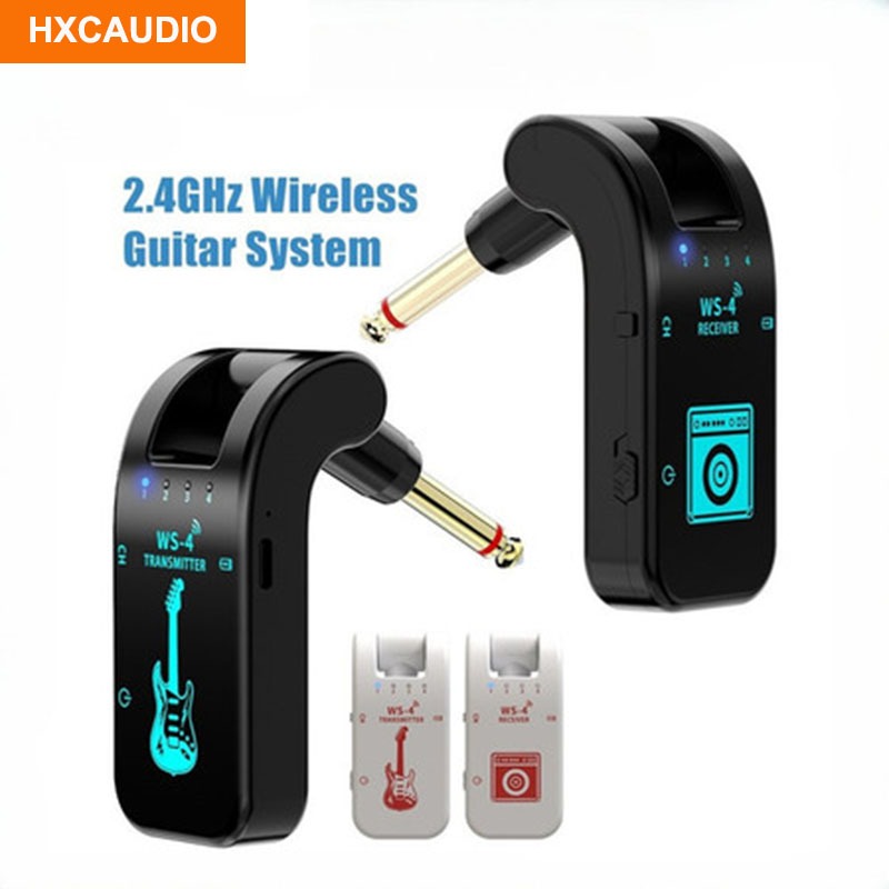 Sistema De Guitarra Sem Fio Recarregável 2.4G 8 Ch Receptor Transmissor De Áudio Para Instrumentos Eletrônicos