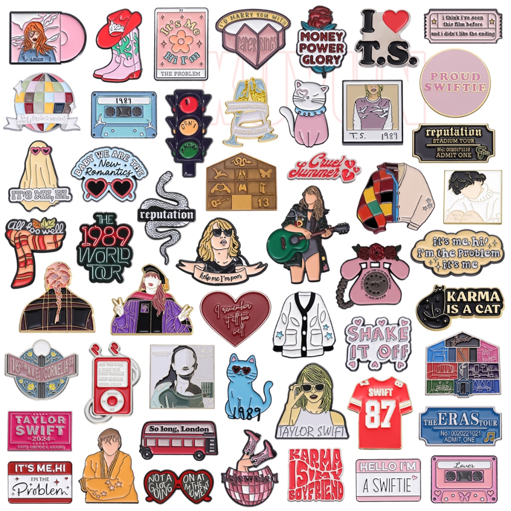Taylor Swift Álbum De Música Esmalte Pinos Letras Broches De Metal Bilhetes De Concerto Fã Emblemas Colecionáveis Para M
