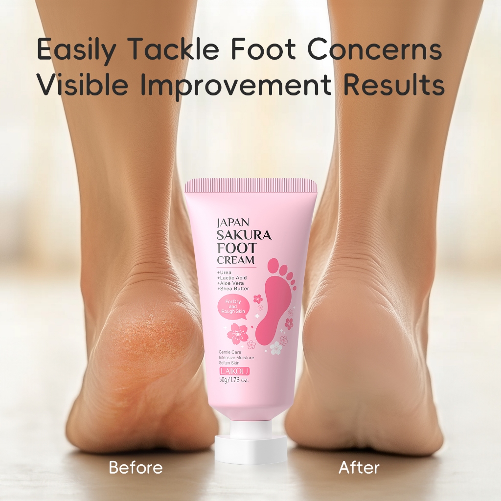 LAIKOU Japão Sakura Creme Para Pés 50g-Umidade Intensa Saltos Secos Ásperos Rachados Com Ácido Lático, Manteiga De Kari · foto 2
