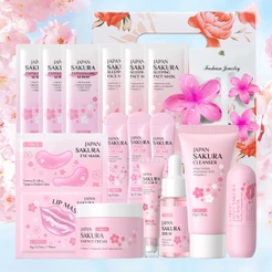 Kit Skincare Sakura LAIKOU 11 Peças | Kit Beleza Completo para Pele Hidratada e Iluminada | Kit Presente Feminino