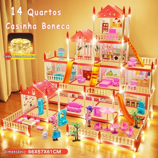 Casa De Bonecas De Luxo 14 quartos + 2 bonecas Villa Brinquedos  DIY Presentes Para Meninas em Oferta na Shopee