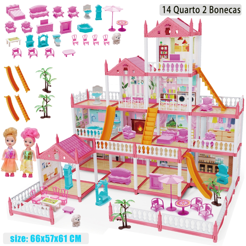 Casa De Boneca Luxo Villa Bonecas Brinquedos Para Meninas Presente De Aniversário Presentes Do Dia Das Crianças