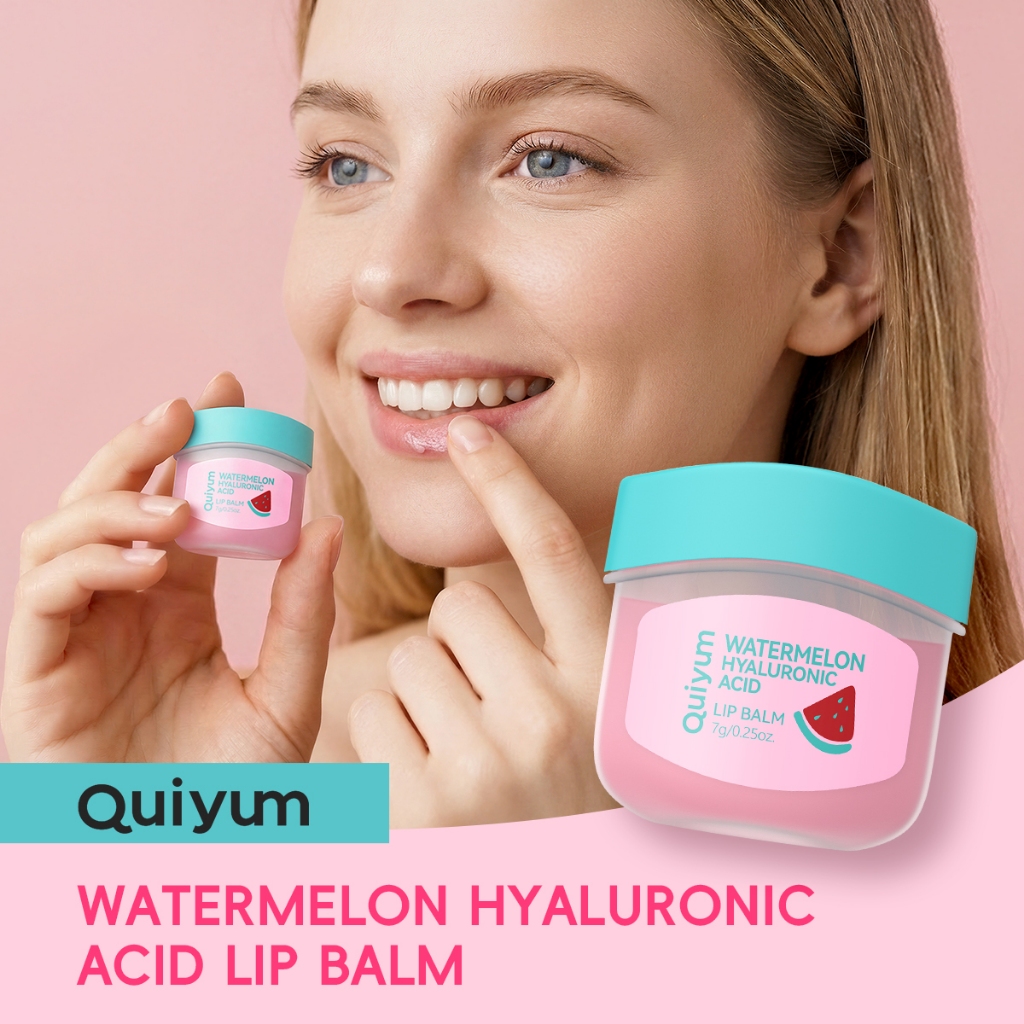 QUIYUM Watermelon Lip Sleeping Mask Balm 7g-Reparação Intensa Para Lábios Severos Com Ácido Hialurônico E Gelatina De Pe