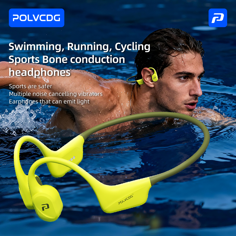 Polvcdg-X34-IPX8 Fones De Ouvido De Condução Óssea De Natação À Prova D'água Bluetooth 6.0 Esportes/Ciclismo/Fitness Com