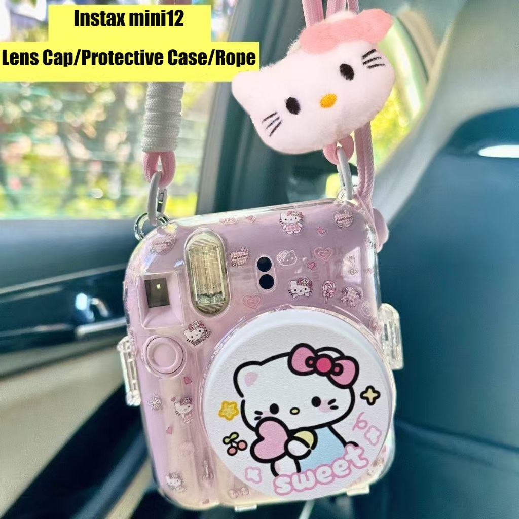 Capa Protetora Para Câmera Fujifilm Instax Mini 12 Com Tampa De Lente + Alça De Corda Crossbody