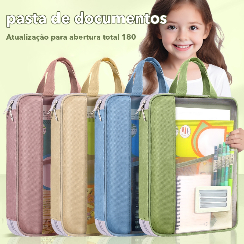 Bolsa de documentos Huajie bolsa de arquivo transparente bolsa de mão para estudantes bolsa de livros bolsa para testes em Oferta na Shopee