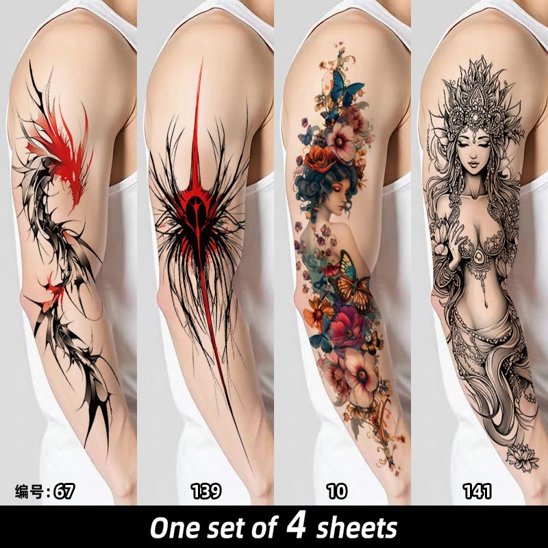 Adesivos de tatuagem de braço inteiro da moda à prova d'água adequados para homens/mulheres adesivos de tatuagem de braç