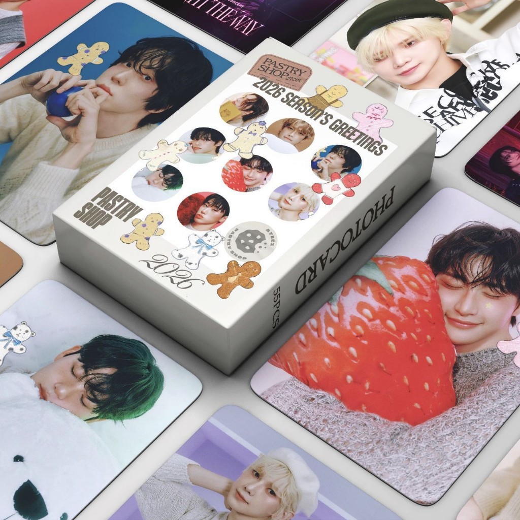 KPOP Cartões Fotográficos55pcs/box ATEEZ 2026 Temporada Saudações LOMO Cartão De Coleção De