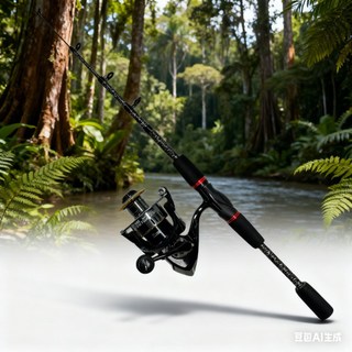 Vara + Molinete Spinning HE 1000 | Carbono Alta Sensibilidade | 18+1 Eixos Frenagem 6kg