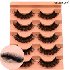 Cílios Tira Russa DD Curl 5 Pares Falso Vison 3D Reutilizáveis Fofos Postiços Extensões Russas