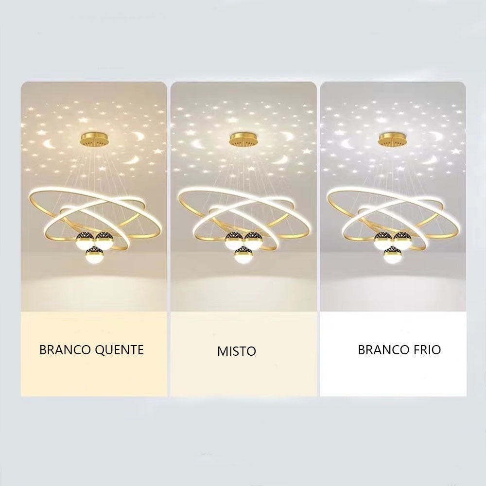 3 Cores 110V-220V Lustre De Teto Nórdico De Luxo Lustre Para Sala De Jantar e Estar Lustre Romântico Starry Sky.