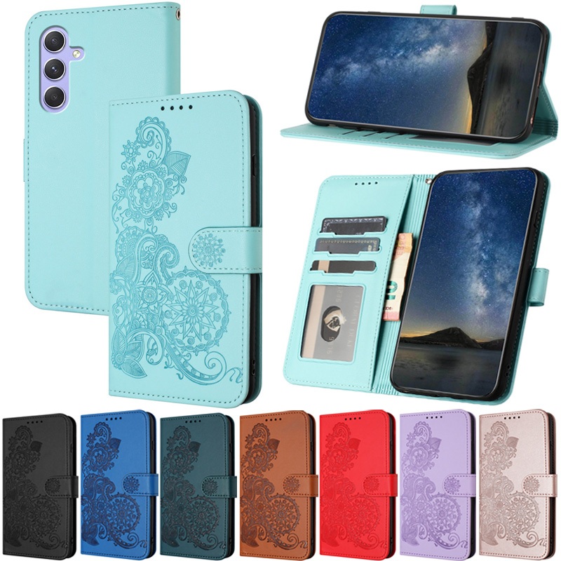 Capa De Luxo Para Samsung Galaxy A57 A37 A56 A36 A26 A17 5G A06 A07 4G A16 A05S A55 A35 A25 M56 5G A05 Flores Carteira S