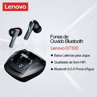 Lenovo GT100 Fones De Ouvido Para Jogos Bluetooth Baixa Latência Intra-Auricular À Prova D'água Qualidade De Som HIFI Co em Oferta na Shopee