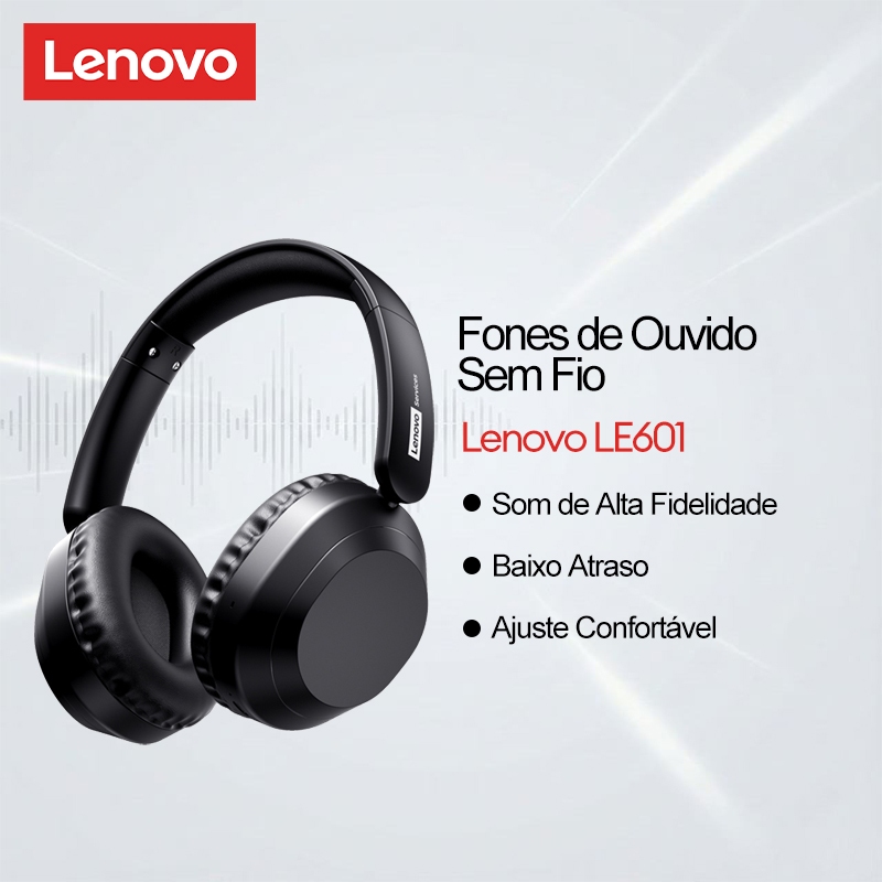 Fones De Ouvido Bluetooth Sem Fio Lenovo LE601 Com Som De Alta Fidelidade , Baixo Atraso , Redução De Ruído E Ajuste Con