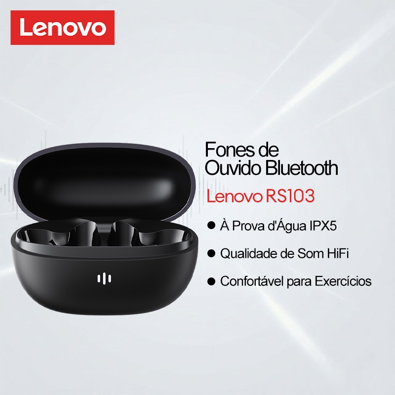 Lenovo RS103 Fones De Ouvido Bluetooth IPX5 À Prova D'água HIFI Qualidade De Som Ajuste Confortável Para Exercícios em Oferta na Shopee