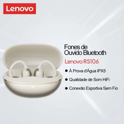 Fones De Ouvido Bluetooth Lenovo RS106 E Fone Esportivo Sem Fio Com Som IPX5 À Prova D'água HiFi Ajuste Confortável