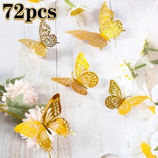 Kit 72 Borboletas Decorativas Artificial 3D para Decoração de Parede Festa Balão Bexiga Jardim em Oferta na Shopee