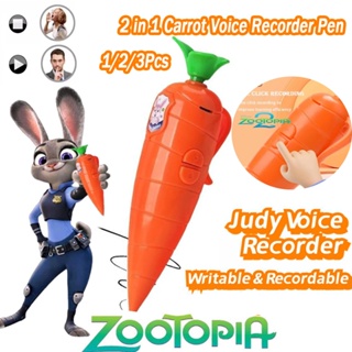 3 Pçs 2 Em 1 Cenoura Gravador De Voz Caneta 60 Segundos Zootopia Som Eletrônico Brinquedo Pode Escrever Graffiti Esferog em Oferta na Shopee