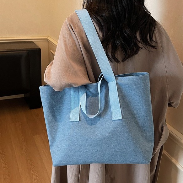 Bolsa Tote retrô novo estilo bolsa feminina bolsa jeans grande capacidade cor contrastante bolsa de ombro