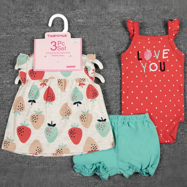 LUCKY BABY/body e tapa fralda/ Conjunto3peças roupa de bebê menina/conjunto bebê menina/co...