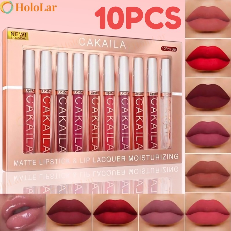 Conjunto Labial Fosco De Veludo CAKAILA De 10 Cores-À Prova D'água, Não Desbota , De Longa Duração em Oferta na Shopee