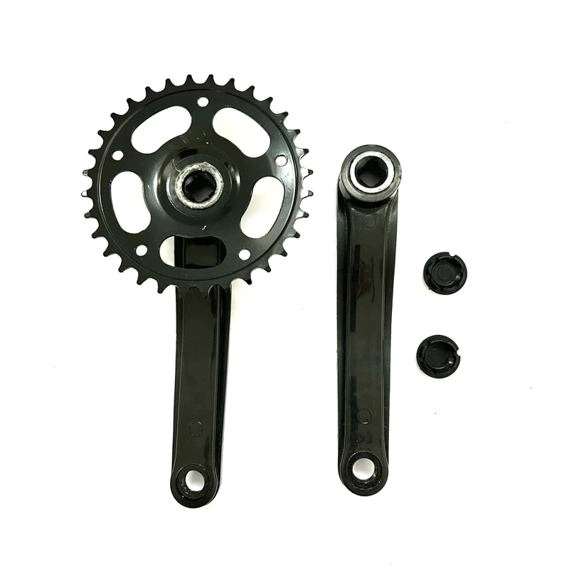 KIT Pedivela 170mm Bike De Aço C/Coroa Única 32D ponta quadrada na cor preta, 7V/8V/9V serve de várias marcas