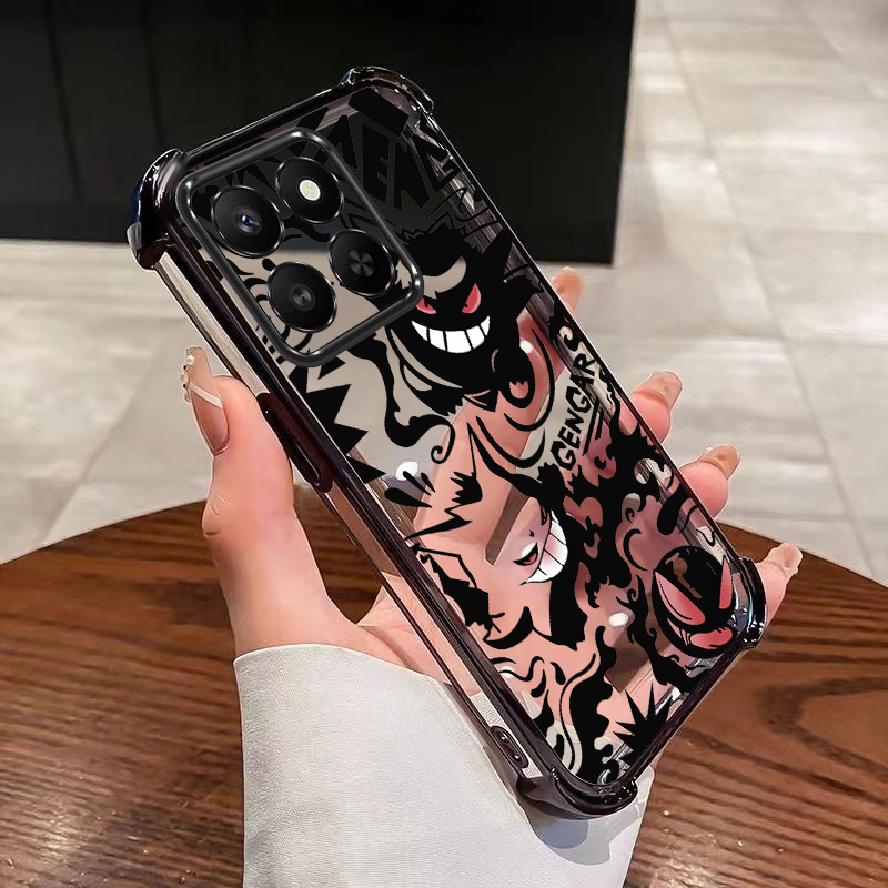 Honor X7d X7C X6C X8C X8b X6B X8a 5G X7a X7b X5b X6A Pokemon Monstro Claro Capa Macia Gengar Anti Queda Caso De Almofada