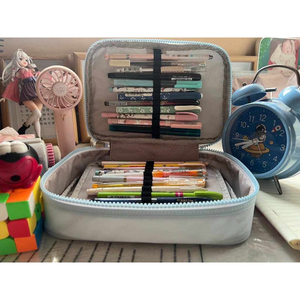 Estojo de lápis de grande capacidade Bolsa de armazenamento com zíper duplo Estojo para lápis em Oferta na Shopee