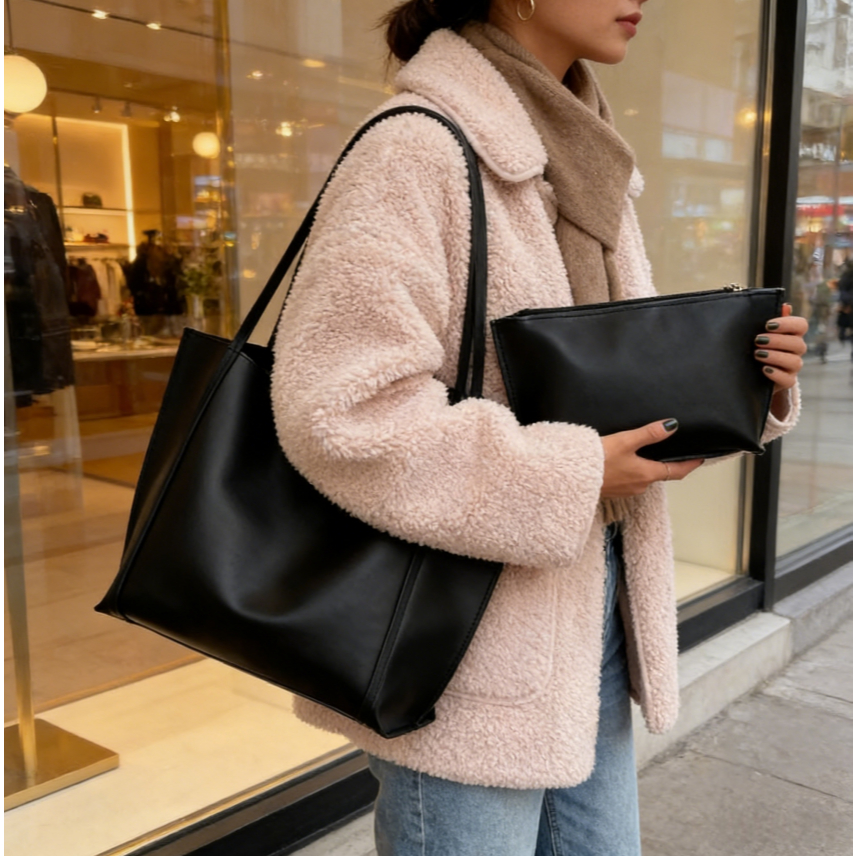Conjunto de bolsa retrô de grande capacidade 2 peças novo estilomoda retrô bolsa de ombro