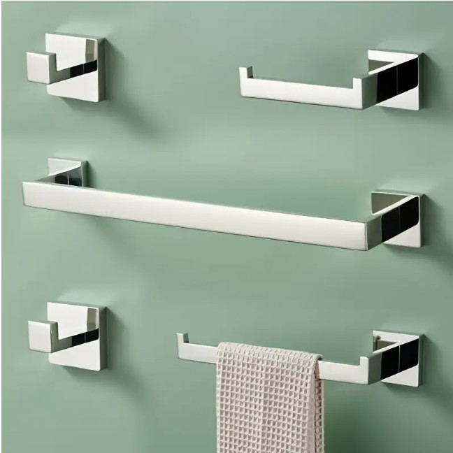 Kit Acessórios Banheiro Lavabo 5 Peças Aço Inox 304
