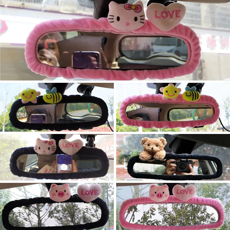 Capa Retrovisor Carro Pelúcia Desenho Animado Decoração Criativa Bonita Acessório Automotivo Proteção