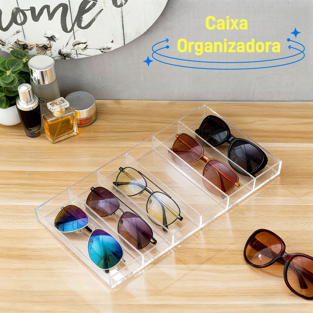 Bandeja Grande Porta Óculos Nichos Acrilico Organizador Caixa Porta Joias E Acessóros Para Gavetas Armário Guarda Roupa