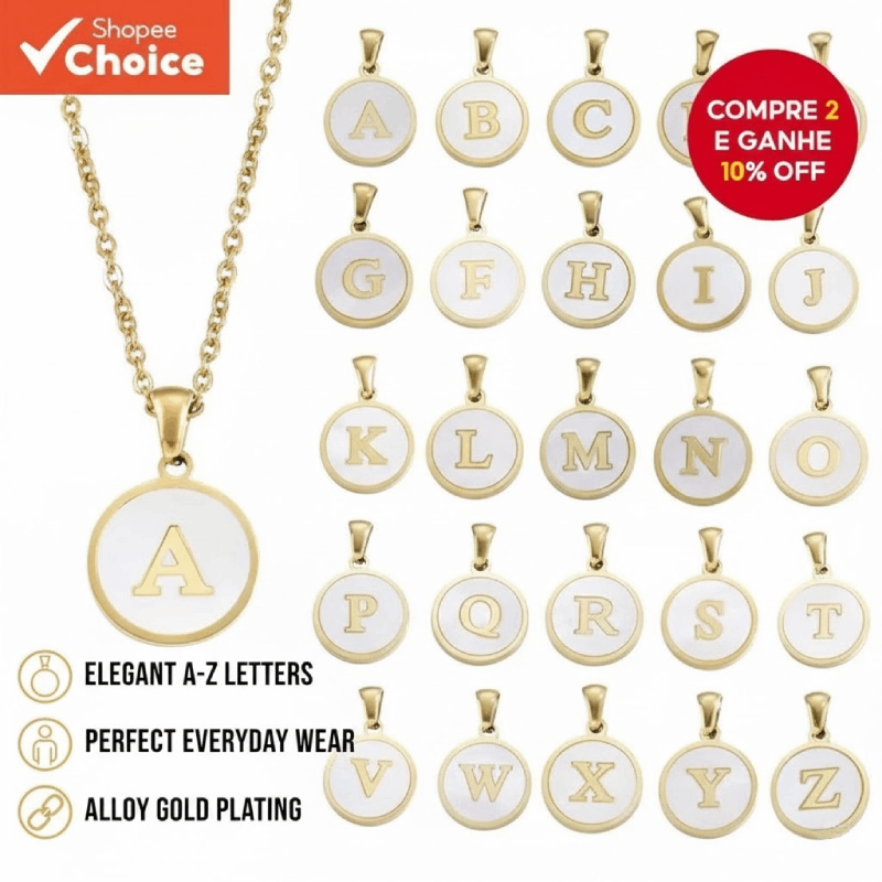 Elegante Alfabeto Az Colar Simples Liga Carta Pingente Corrente Perfeita Para Mulheres Uso Diário Ano Novo Presente Do D