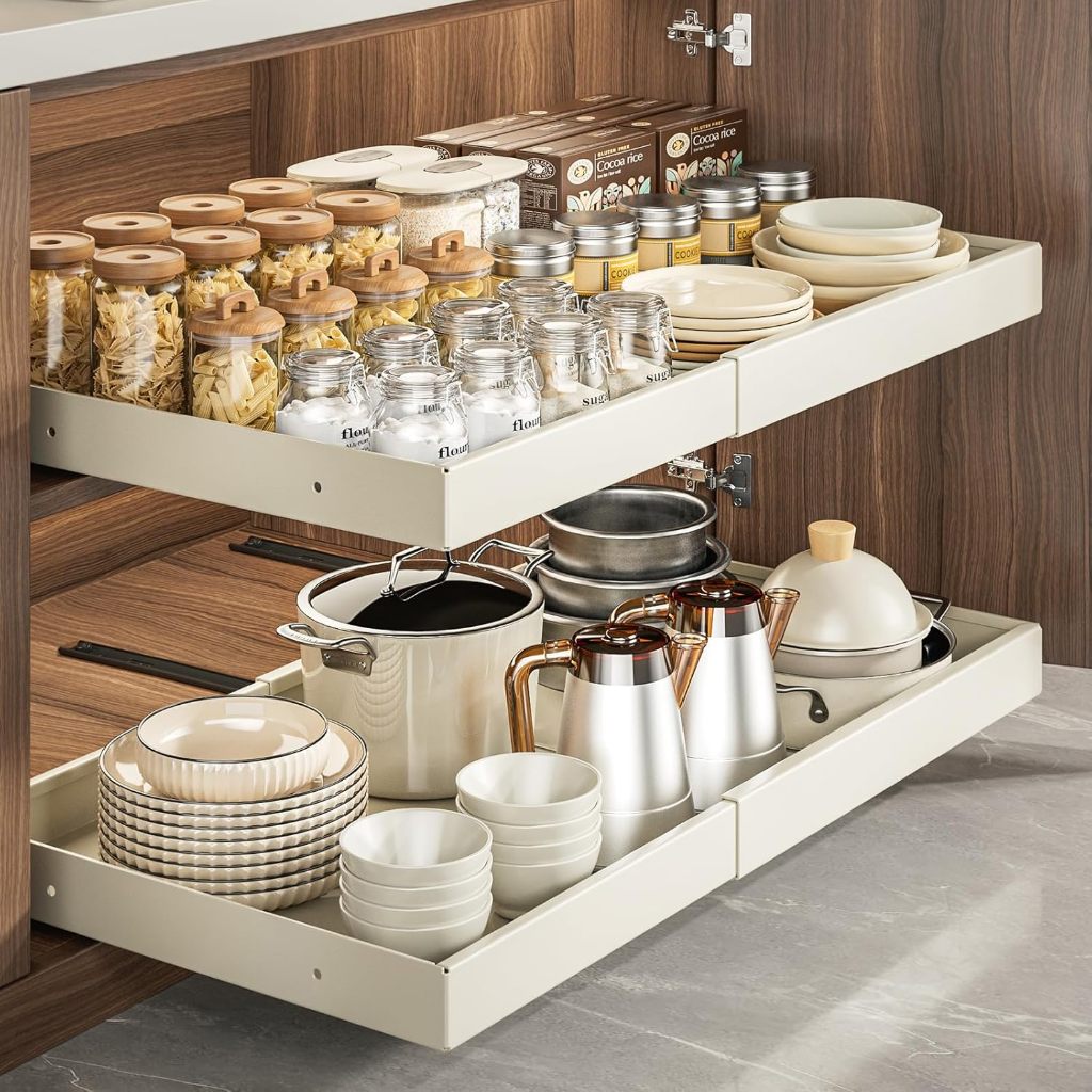 Gaveta Rack Escalável multifuncional Deslizante Organizador Armário COM Adesivo PARA Cozinha