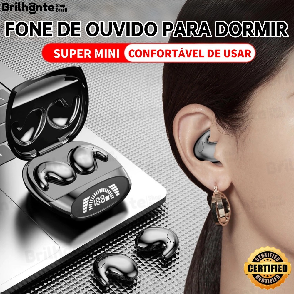 Fone de Ouvido TWS Invisível para Dormir Bluetooth Oculto IPX7 À Prova d'Água com Cancelamento de Ruídos em Oferta na Shopee