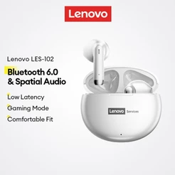 Fones De Ouvido Bluetooth Lenovo LES-102 E Sem Fio Com 6.0 Ajuste Confortável Em Forma De U Som HiFi De 13 Mm