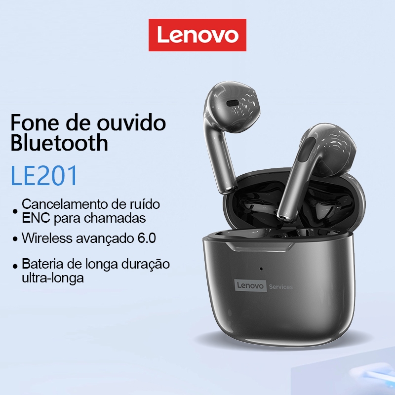 Lenovo LE201 Verdadeiro Sem Fio Bluetooth Fones De Ouvido ENC Ruído Inteligente Nova Qualidade De Som Uitra-Baixa Latênc